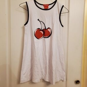 Lulu kids white sleeveless dress with cherry print sz 12